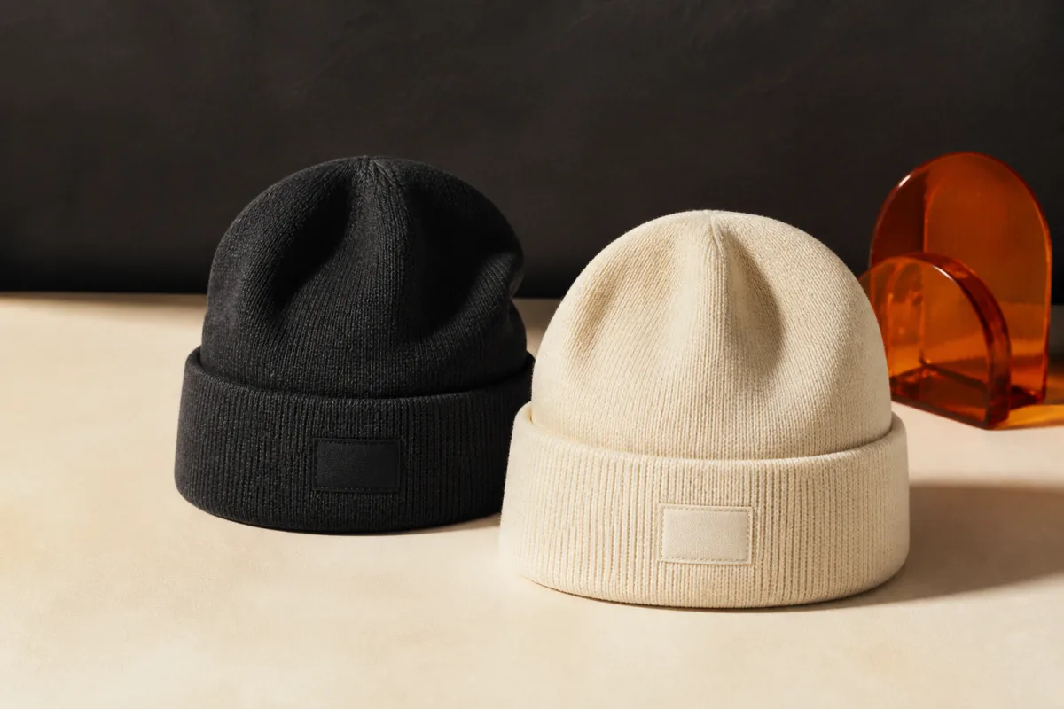 Beanies shown as conference swag