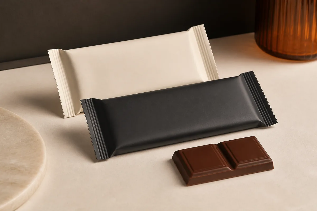 Branded chocolate shown as conference swag