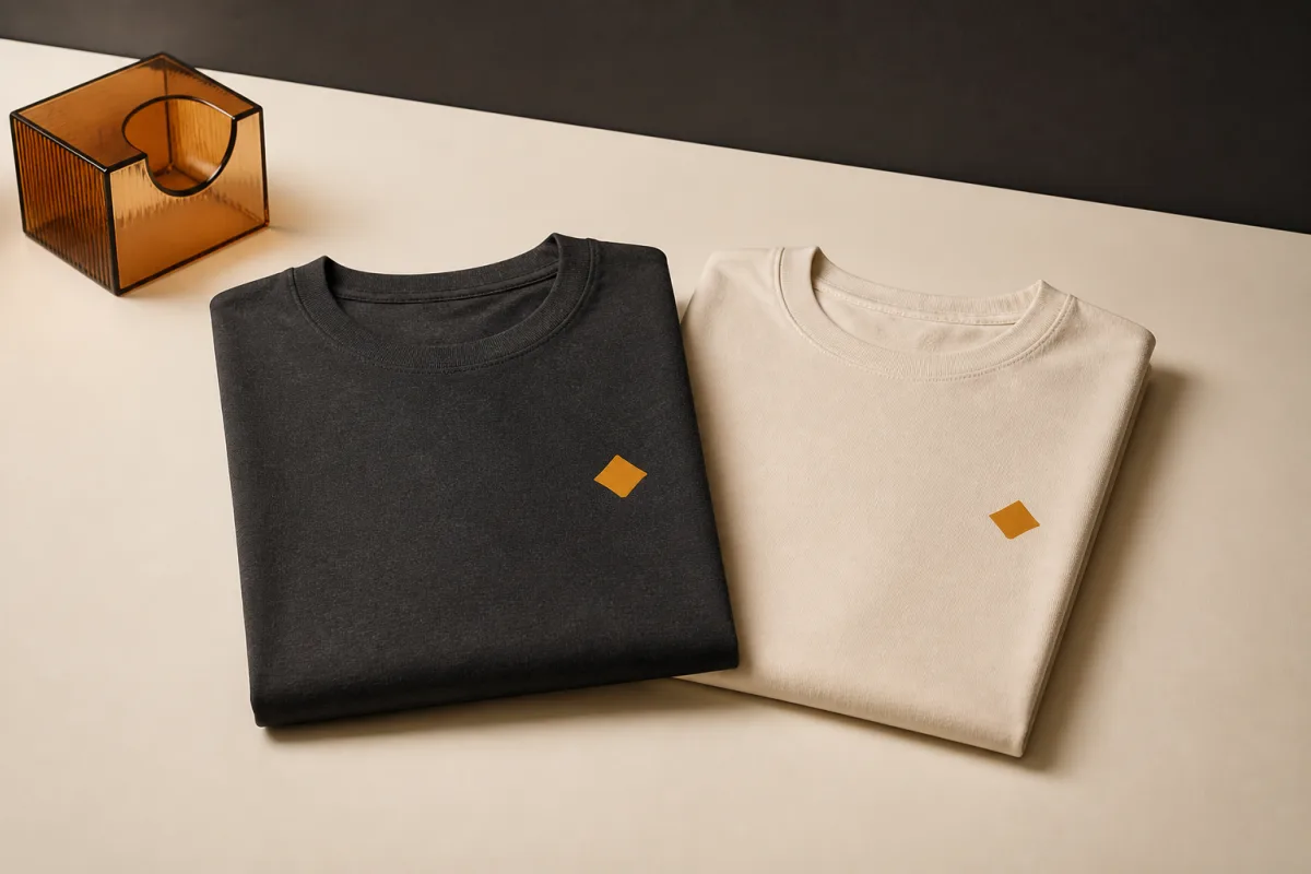 Branded T-shirts shown as conference swag