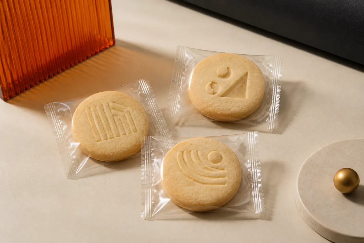 Custom cookies shown as conference swag
