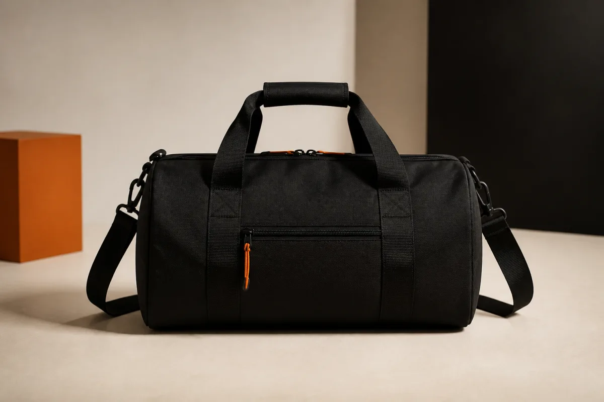 Duffel bags shown as conference swag