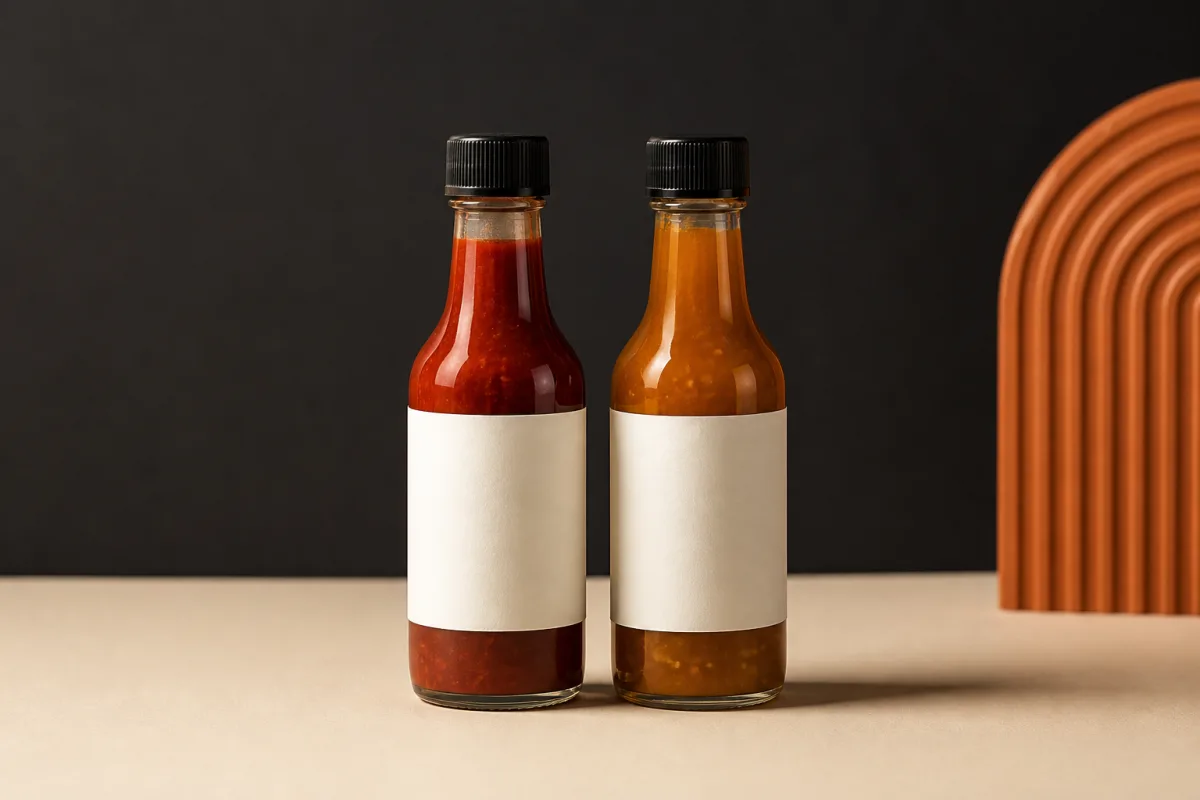 Hot sauce bottles shown as conference swag