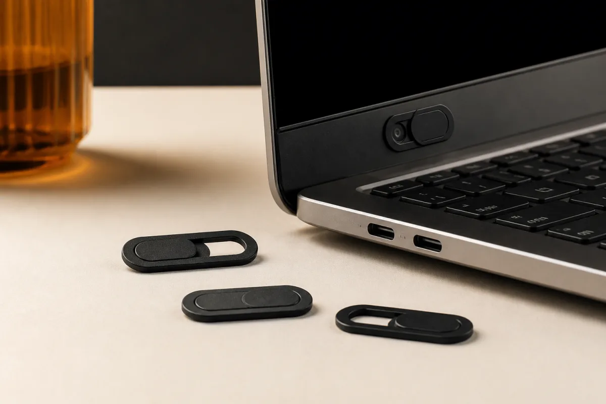 Laptop webcam covers shown as conference swag
