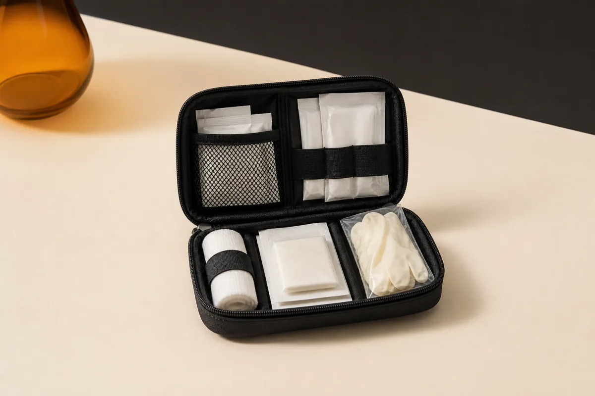 Mini first-aid kits shown as conference swag