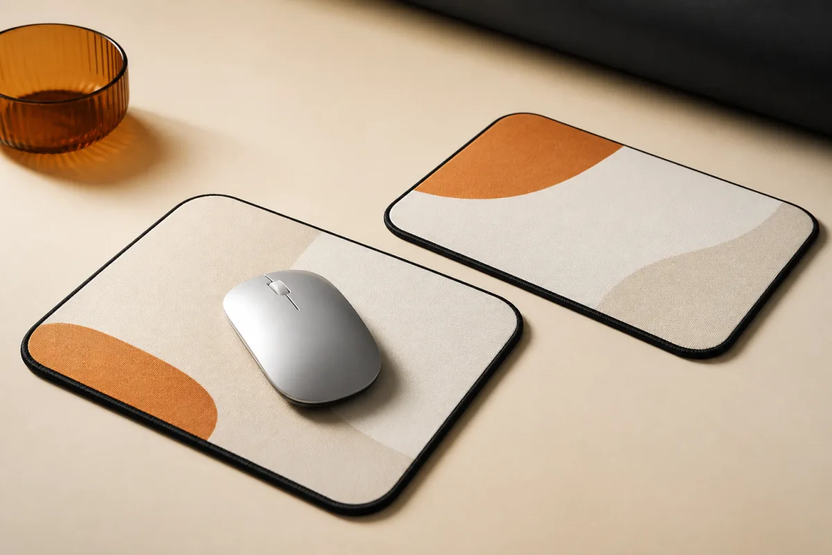 Mouse pads shown as conference swag
