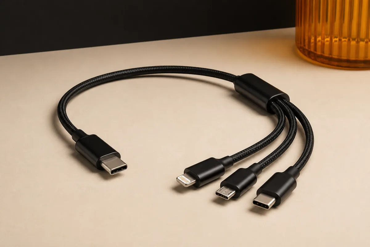Multi-connector charging cables shown as conference swag
