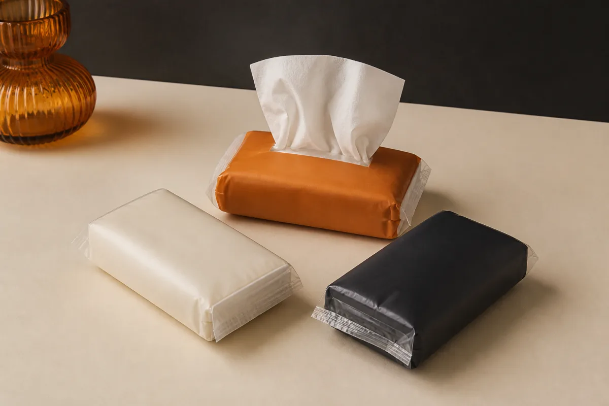 Pocket tissue packs shown as conference swag