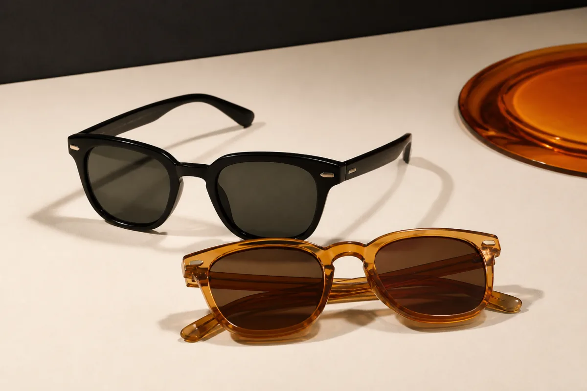 Sunglasses shown as conference swag