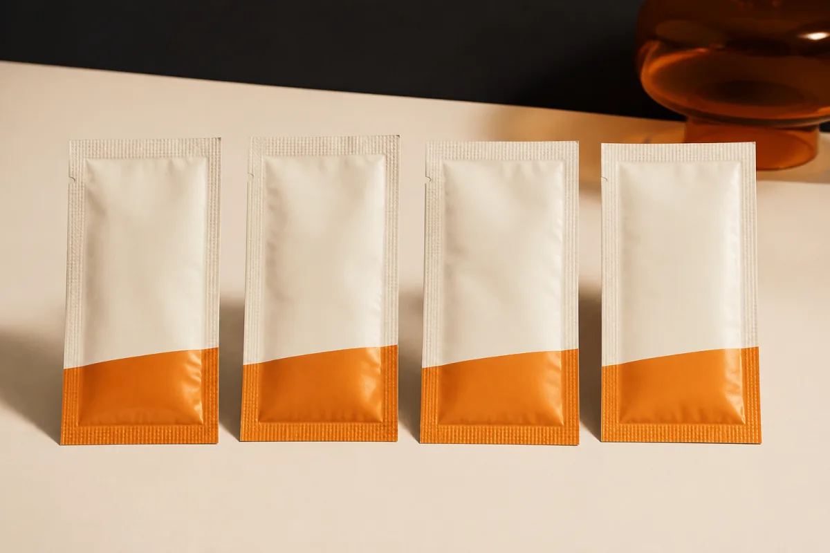 Sunscreen packets shown as conference swag