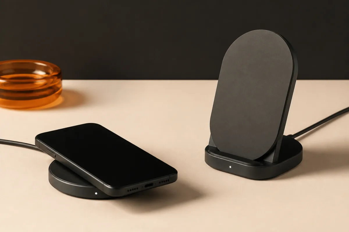 Wireless chargers shown as conference swag